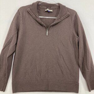 Artefact Large Brown Quarter Zip Long Sleeve Merino Wool Sweater Preppy